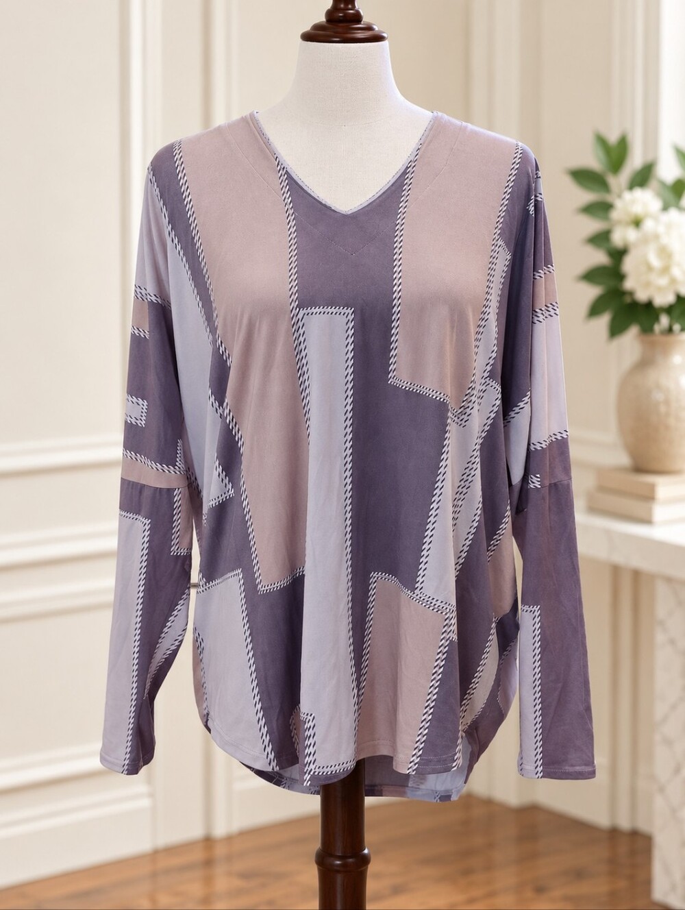 Casting Geometric Print Long Sleeve Top | Size 1